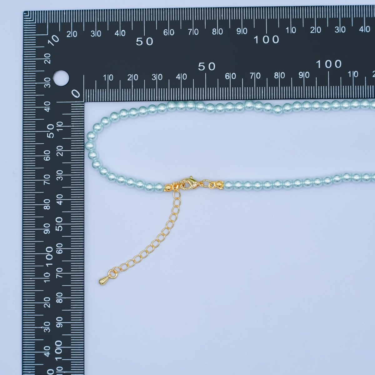 24K Gold Filled 10mm, 8mm, 6mm, 4mm, 3mm Blue Round Shell Pearl 17 Inch Necklace | WA - 2805 ~ WA - 2809 - DLUXCA