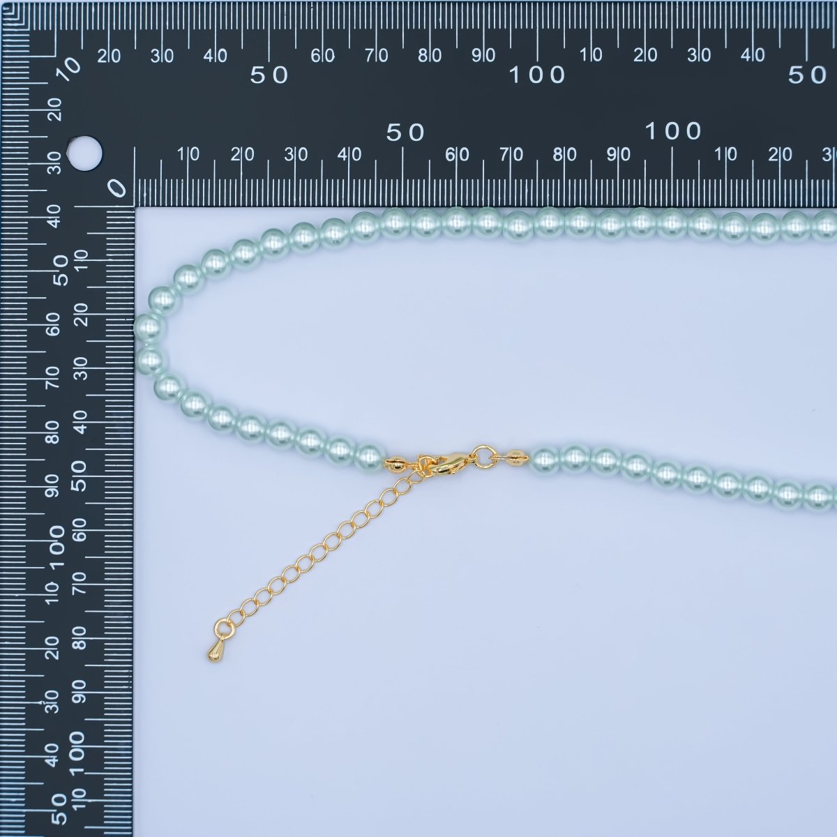 24K Gold Filled 10mm, 8mm, 6mm, 4mm, 3mm Blue Round Shell Pearl 17 Inch Necklace | WA - 2805 ~ WA - 2809 - DLUXCA