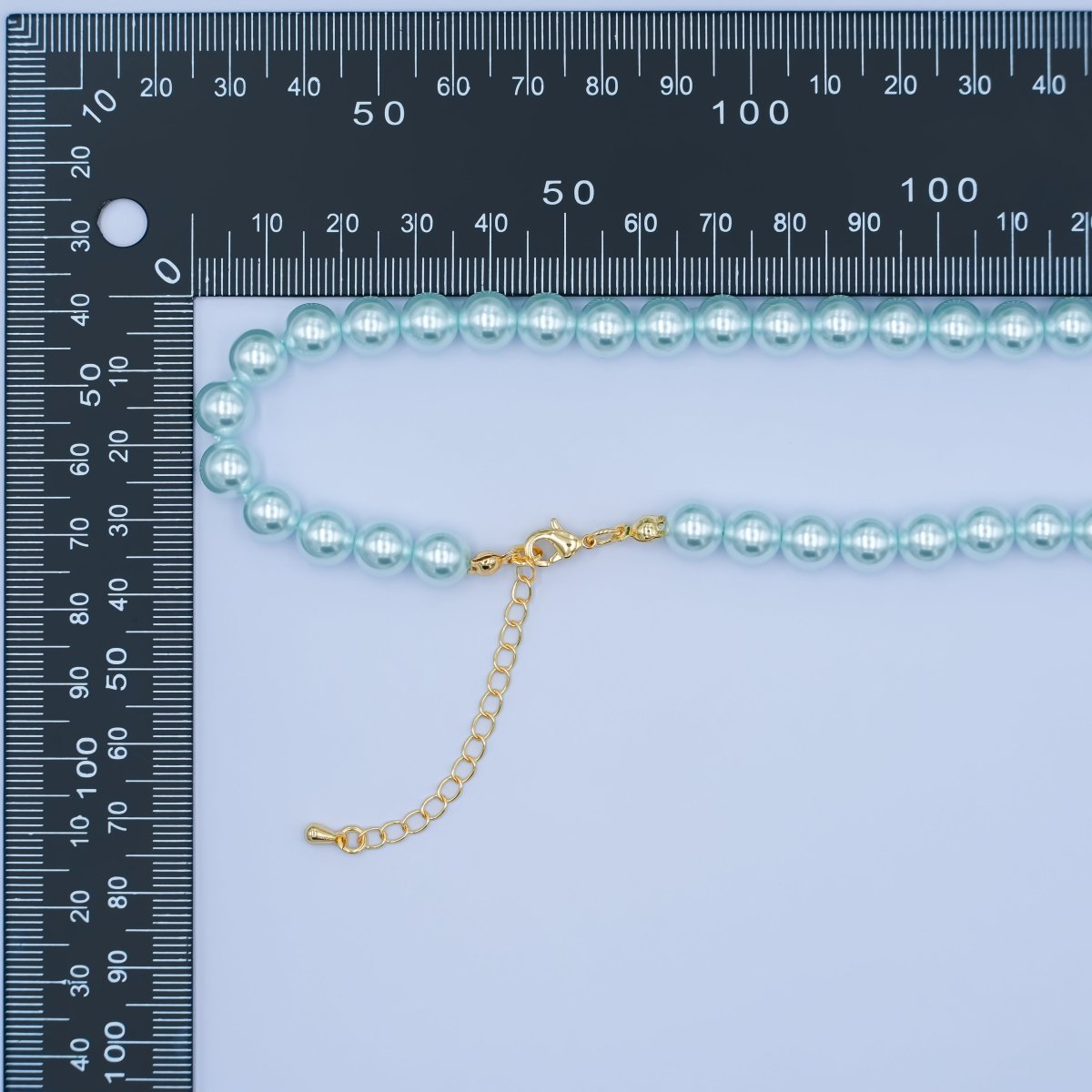 24K Gold Filled 10mm, 8mm, 6mm, 4mm, 3mm Blue Round Shell Pearl 17 Inch Necklace | WA - 2805 ~ WA - 2809 - DLUXCA