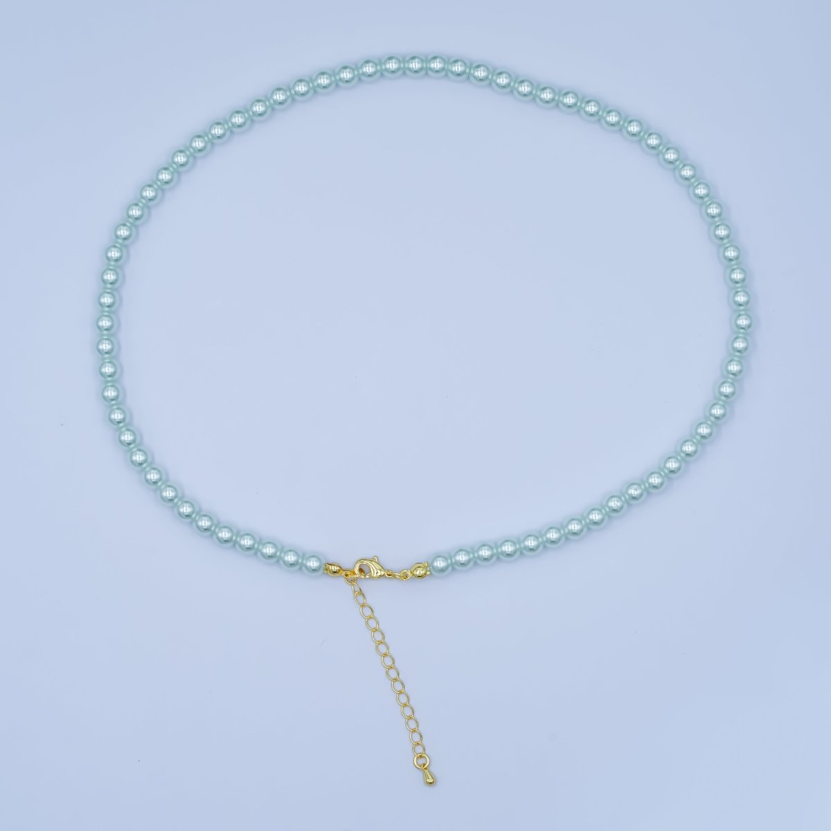 24K Gold Filled 10mm, 8mm, 6mm, 4mm, 3mm Blue Round Shell Pearl 17 Inch Necklace | WA - 2805 ~ WA - 2809 - DLUXCA