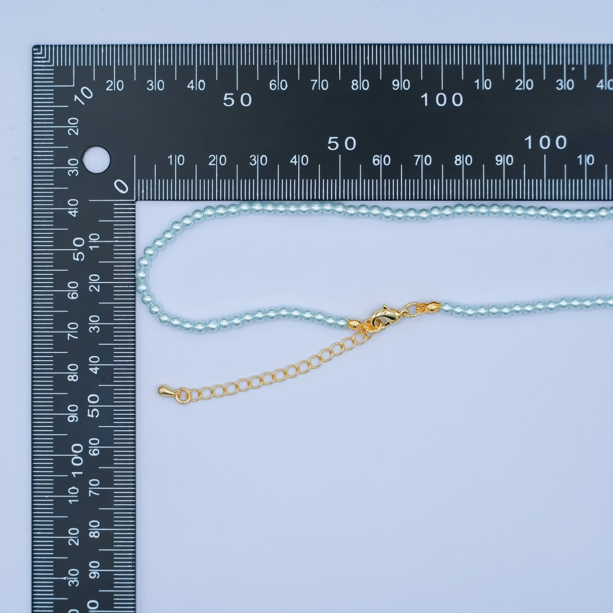 24K Gold Filled 10mm, 8mm, 6mm, 4mm, 3mm Blue Round Shell Pearl 17 Inch Necklace | WA - 2805 ~ WA - 2809 - DLUXCA