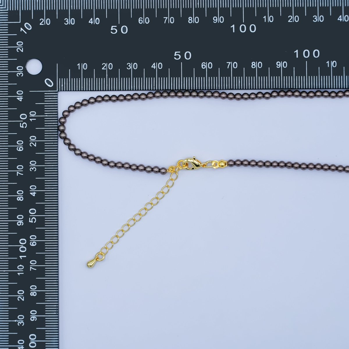 24K Gold Filled 10mm, 8mm, 6mm, 4mm, 3mm Brown Round Shell Pearl 17 Inch Necklace | WA - 2815 ~ WA - 2819 - DLUXCA