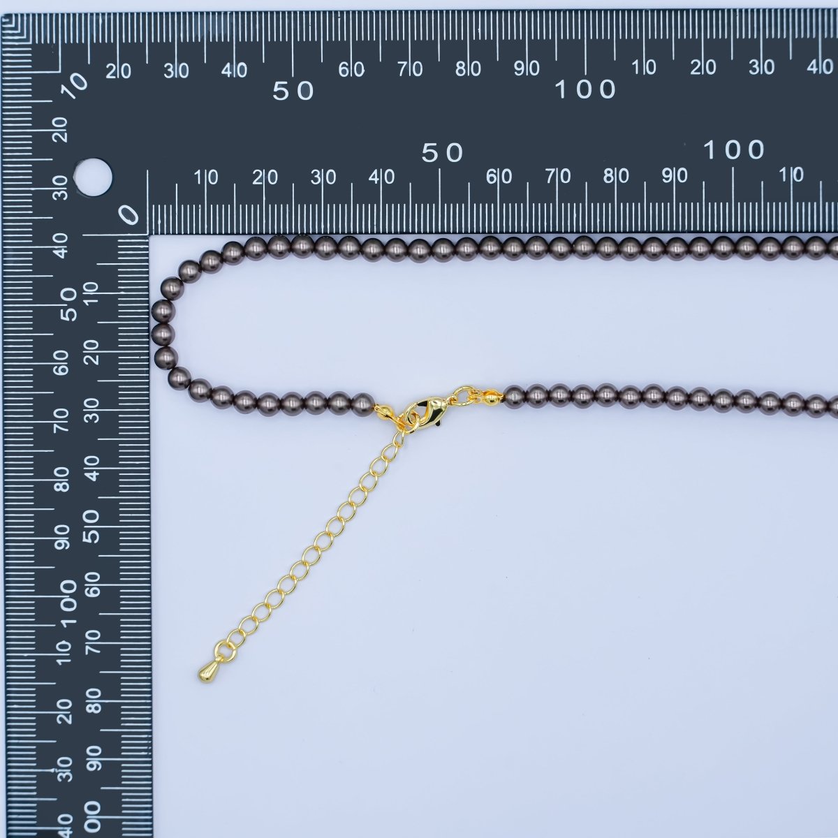 24K Gold Filled 10mm, 8mm, 6mm, 4mm, 3mm Brown Round Shell Pearl 17 Inch Necklace | WA - 2815 ~ WA - 2819 - DLUXCA