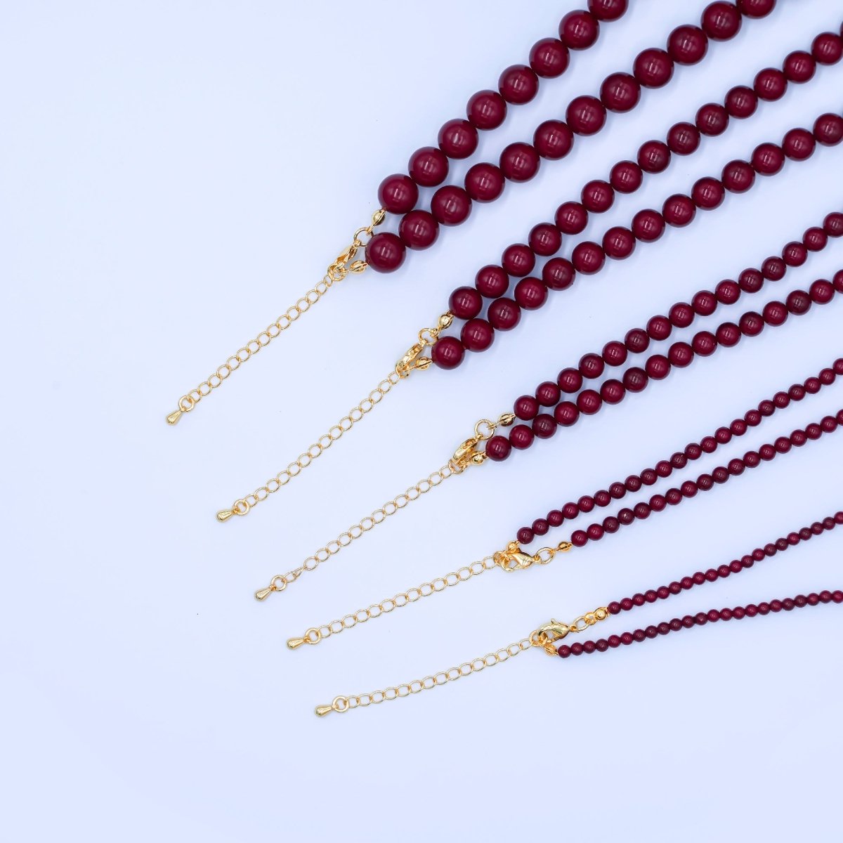 24K Gold Filled 10mm, 8mm, 6mm, 4mm, 3mm Carnelian Gemstone 17 Inch Necklace | WA - 2770 ~ WA - 2774 - DLUXCA