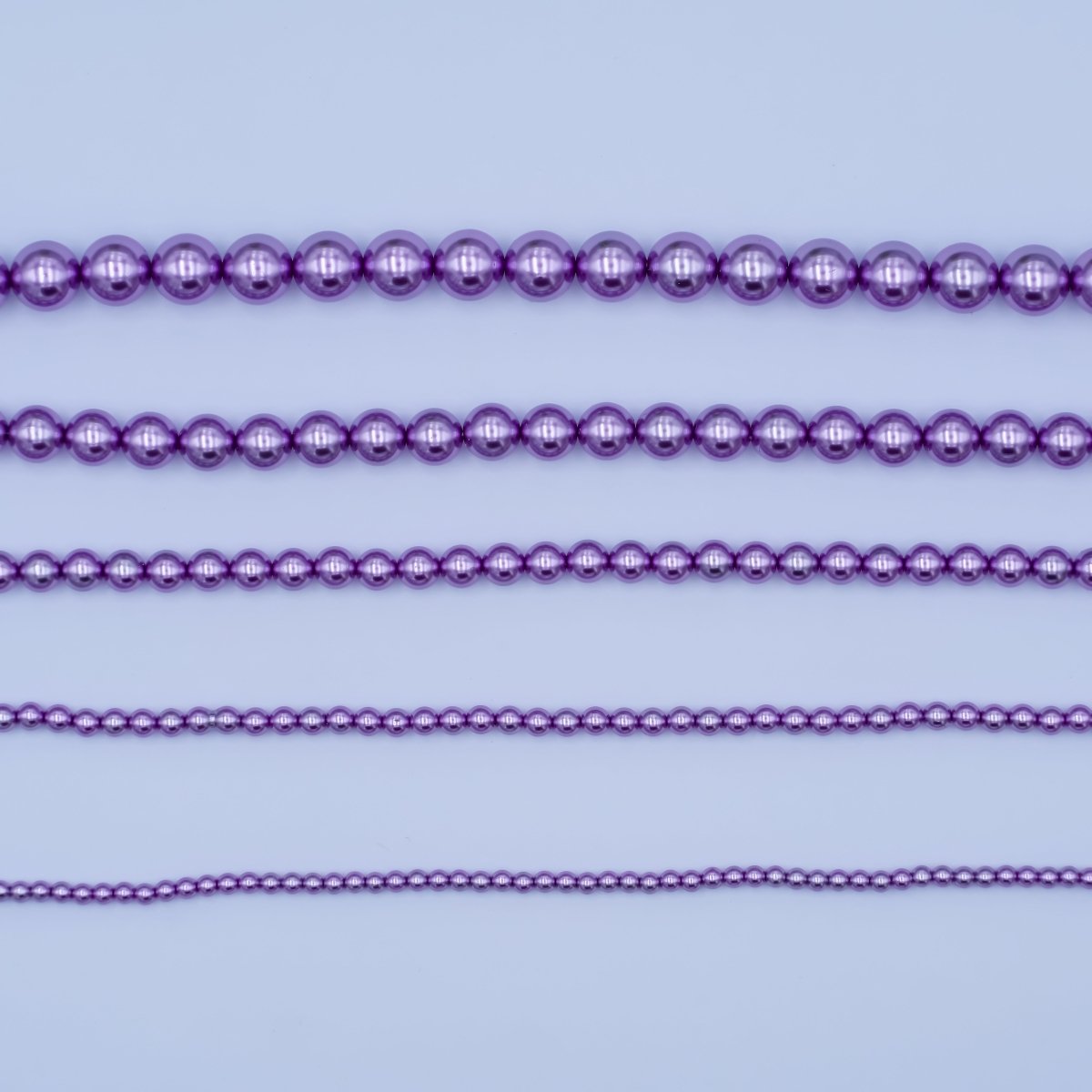 24K Gold Filled 10mm, 8mm, 6mm, 4mm, 3mm Dark Purple Round Shell Pearl 17 Inch Necklace | WA - 2835 ~ WA - 2831 - DLUXCA