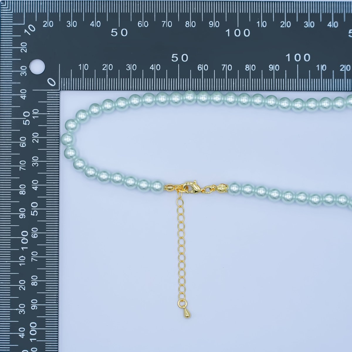 24K Gold Filled 10mm, 8mm, 6mm, 4mm, 3mm Green Round Shell Pearl 17 Inch Necklace | WA - 2800 ~ WA - 2804 - DLUXCA