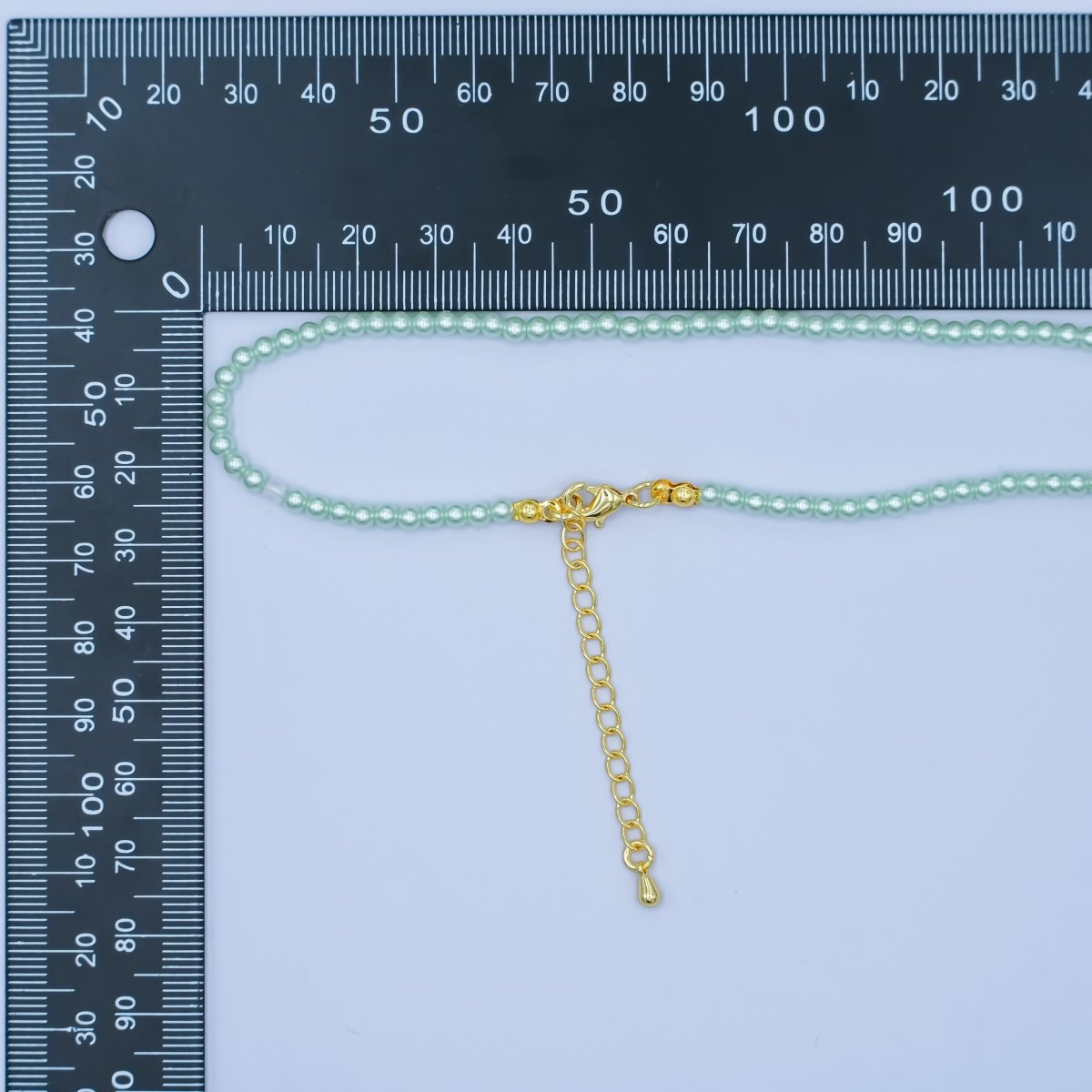 24K Gold Filled 10mm, 8mm, 6mm, 4mm, 3mm Green Round Shell Pearl 17 Inch Necklace | WA - 2800 ~ WA - 2804 - DLUXCA