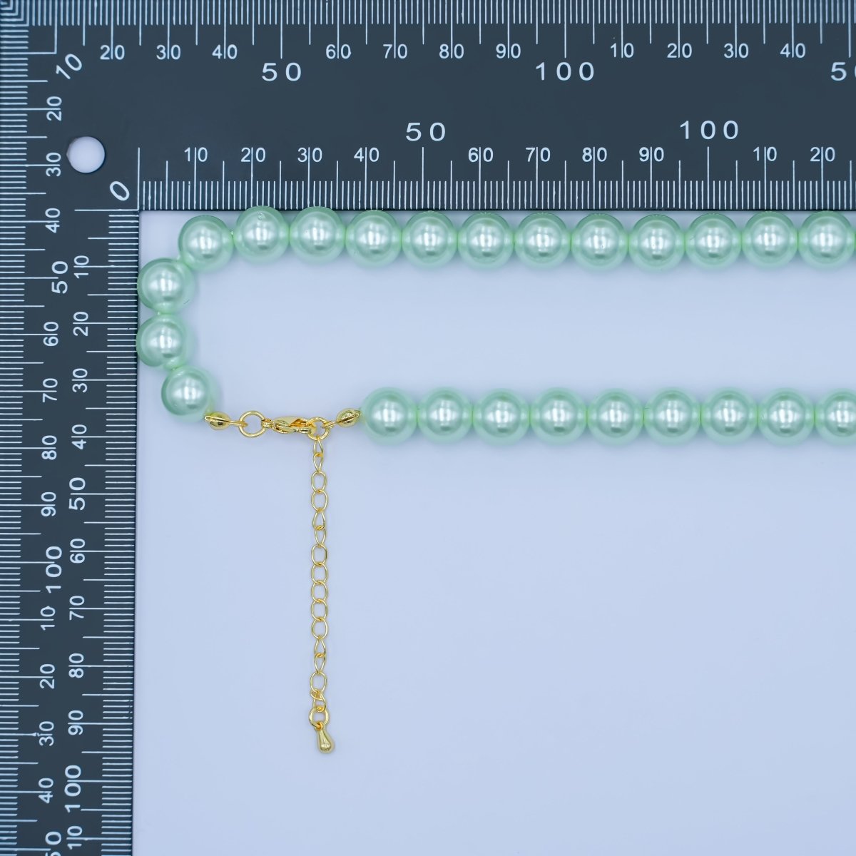 24K Gold Filled 10mm, 8mm, 6mm, 4mm, 3mm Green Round Shell Pearl 17 Inch Necklace | WA - 2800 ~ WA - 2804 - DLUXCA