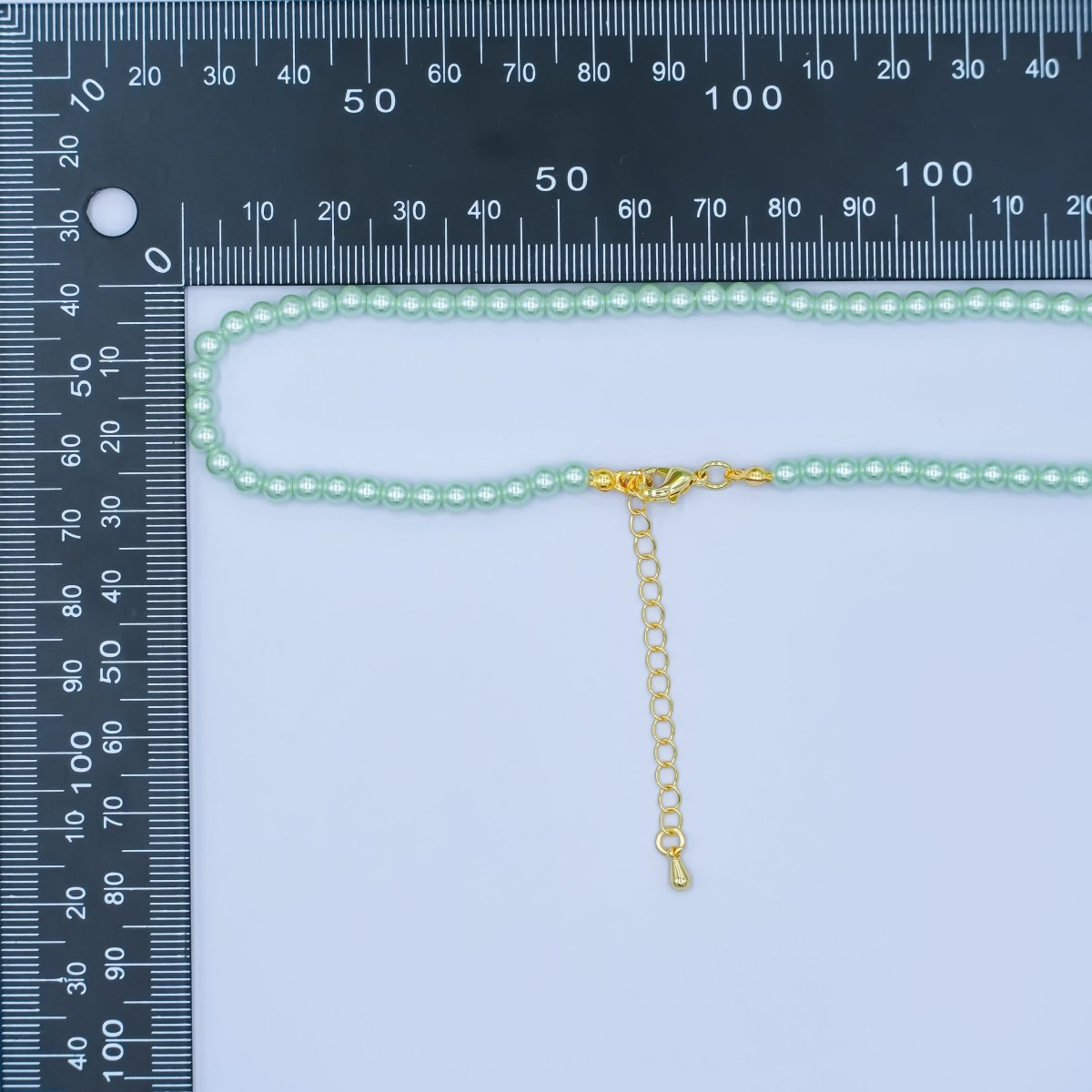 24K Gold Filled 10mm, 8mm, 6mm, 4mm, 3mm Green Round Shell Pearl 17 Inch Necklace | WA - 2800 ~ WA - 2804 - DLUXCA