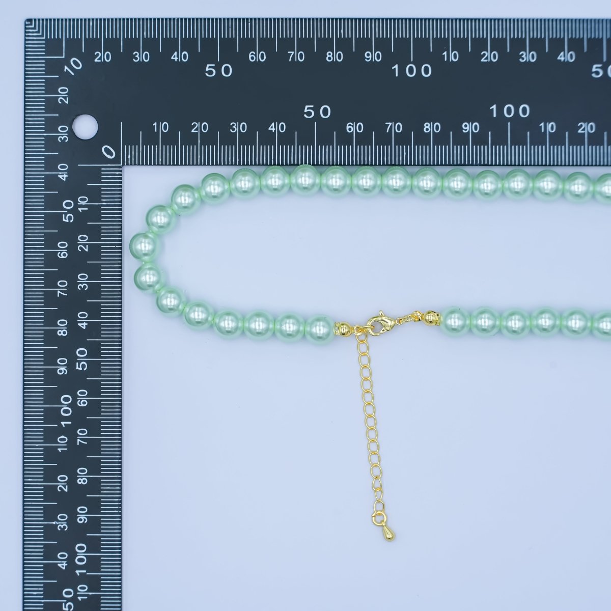 24K Gold Filled 10mm, 8mm, 6mm, 4mm, 3mm Green Round Shell Pearl 17 Inch Necklace | WA - 2800 ~ WA - 2804 - DLUXCA