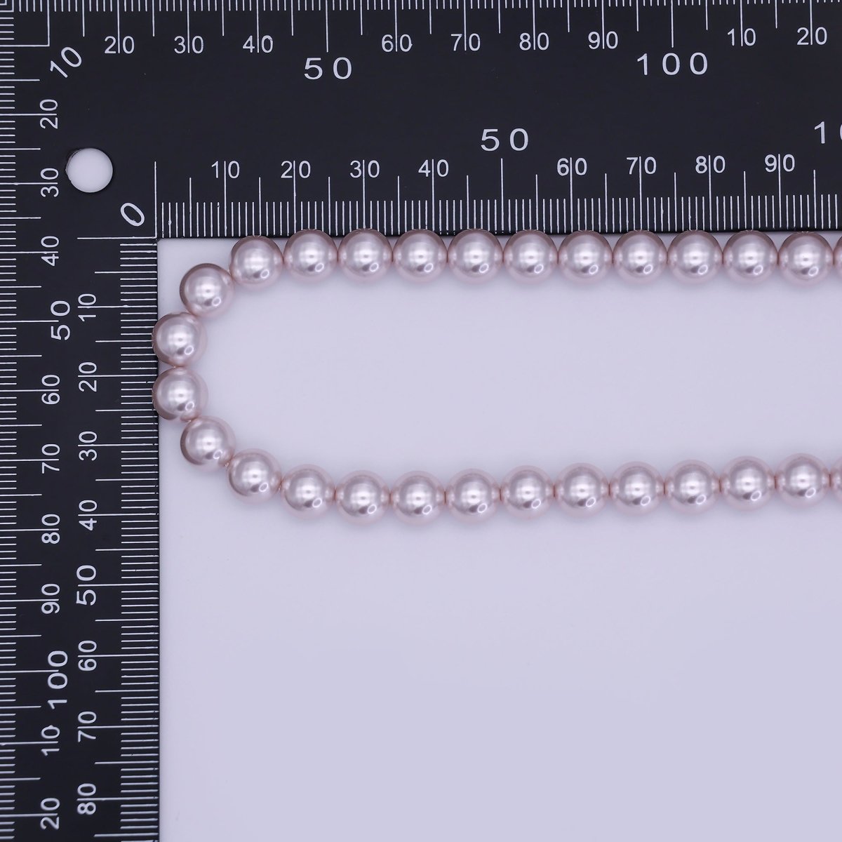 24K Gold Filled 10mm, 8mm, 6mm, 4mm, 3mm Light Purple Round Shell Pearl 17 Inch Necklace | WA - 2838 ~ WA - 2842 - DLUXCA