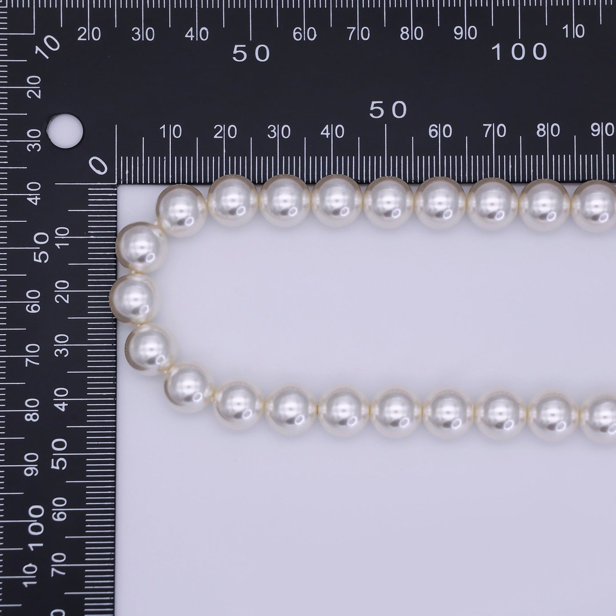 24K Gold Filled 10mm, 8mm, 6mm, 4mm, 3mm Off - White Round Shell Pearl 17 Inch Necklace | WA - 2853 ~ WA - 2857 - DLUXCA