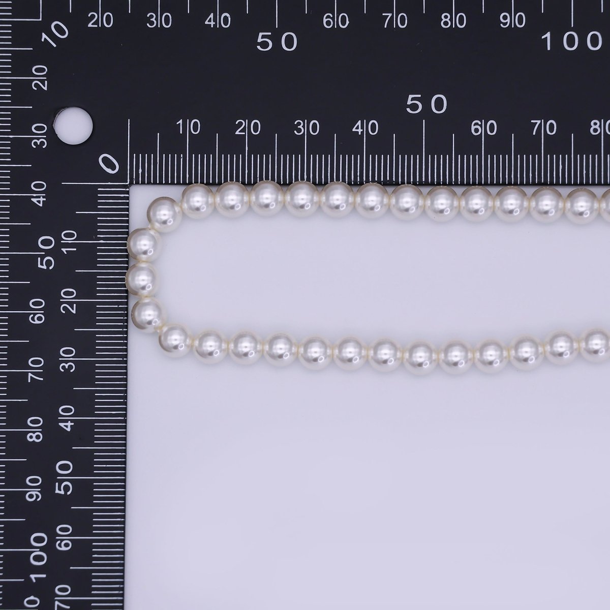 24K Gold Filled 10mm, 8mm, 6mm, 4mm, 3mm Off - White Round Shell Pearl 17 Inch Necklace | WA - 2853 ~ WA - 2857 - DLUXCA