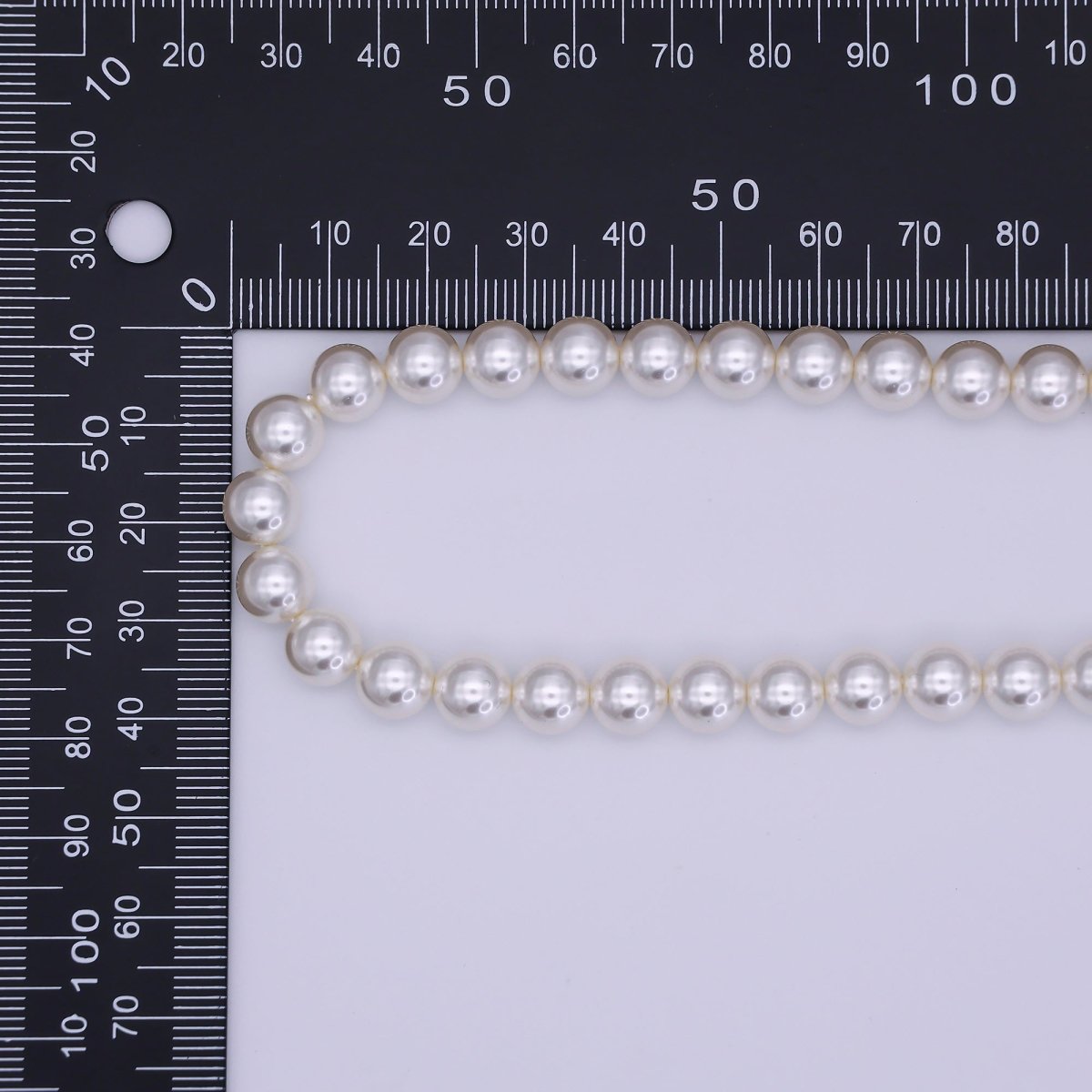 24K Gold Filled 10mm, 8mm, 6mm, 4mm, 3mm Off - White Round Shell Pearl 17 Inch Necklace | WA - 2853 ~ WA - 2857 - DLUXCA