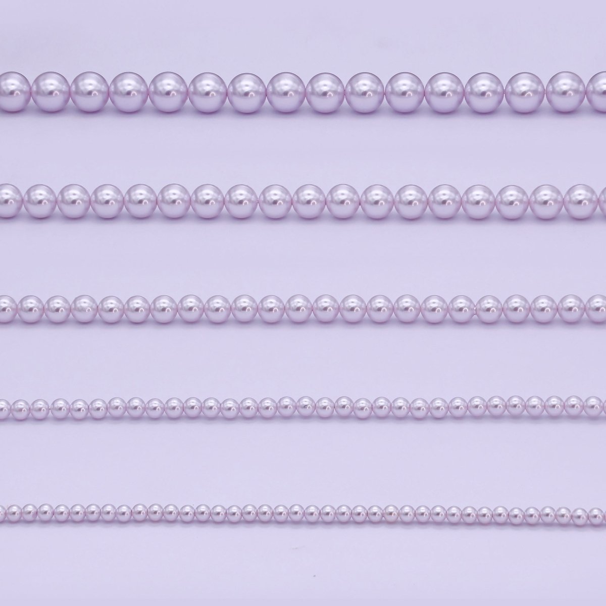 24K Gold Filled 10mm, 8mm, 6mm, 4mm, 3mm Purple Round Shell Pearl 17 Inch Necklace | WA - 2780 ~ WA - 2784 - DLUXCA