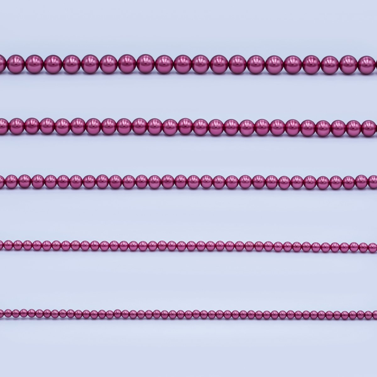24K Gold Filled 10mm, 8mm, 6mm, 4mm, 3mm Red Round Shell Pearl 16.5 Inch Necklace | WA - 2848 ~ WA - 2852 - DLUXCA