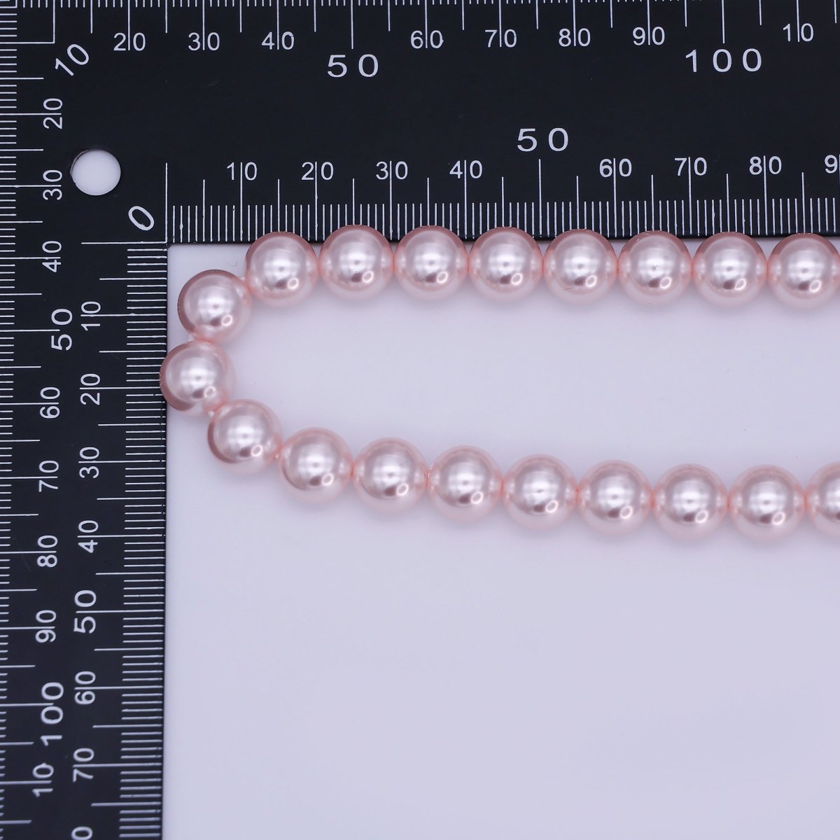 24K Gold Filled 10mm, 8mm, 6mm, 4mm, 3mm Rose Pink Round Shell Pearl 17 Inch Necklace | WA - 2785 ~ WA - 2789 - DLUXCA