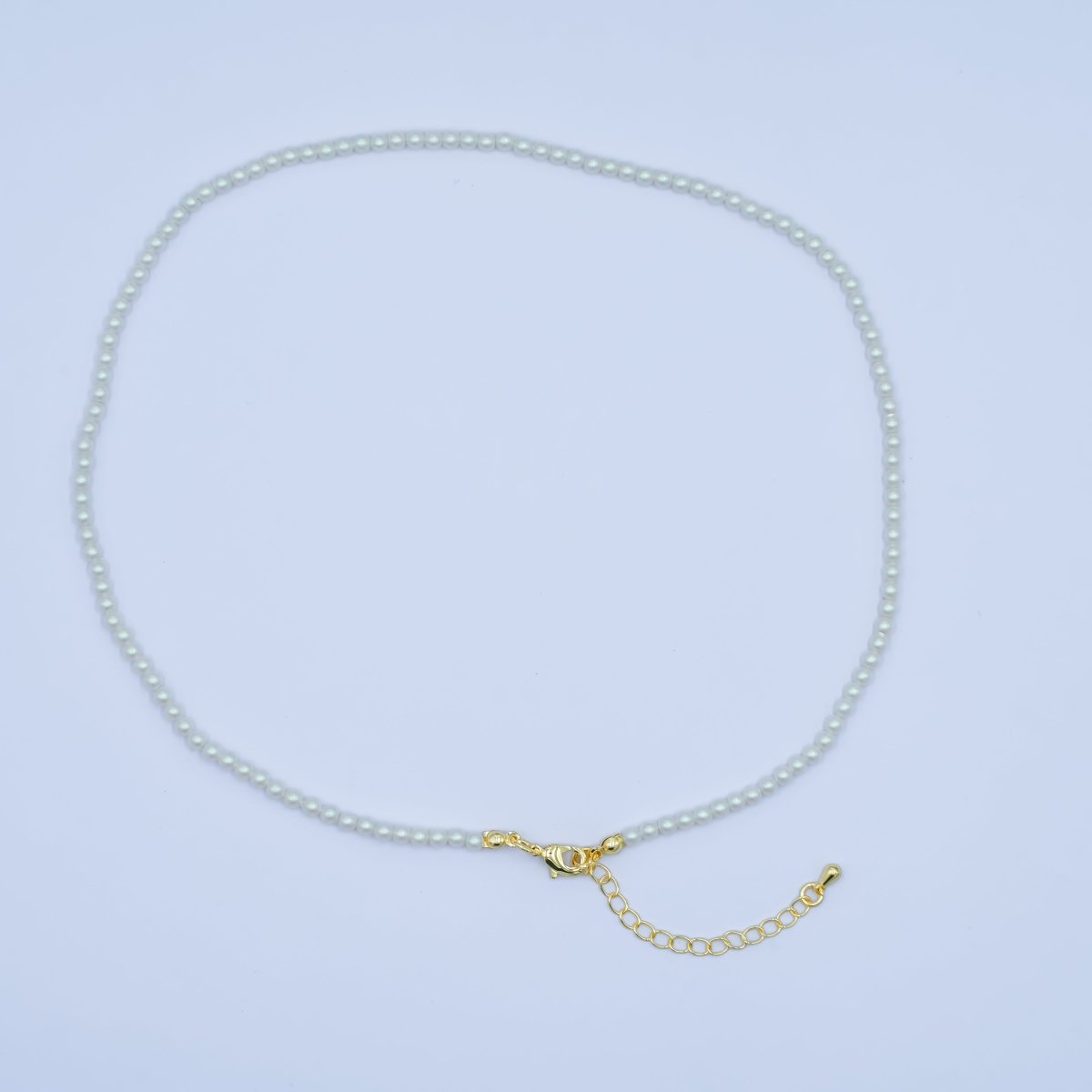 24K Gold Filled 10mm, 8mm, 6mm, 4mm, 3mm White Shell Pearl Gemstone 17 Inch Necklace | WA - 2775 ~ WA - 2779 - DLUXCA