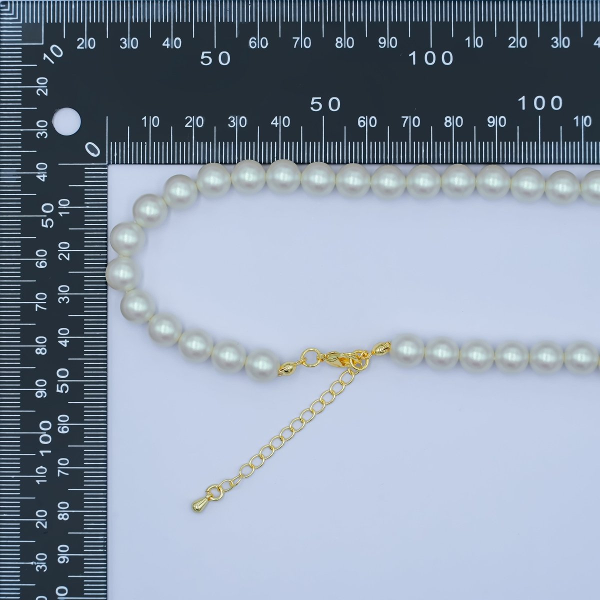 24K Gold Filled 10mm, 8mm, 6mm, 4mm, 3mm White Shell Pearl Gemstone 17 Inch Necklace | WA - 2775 ~ WA - 2779 - DLUXCA
