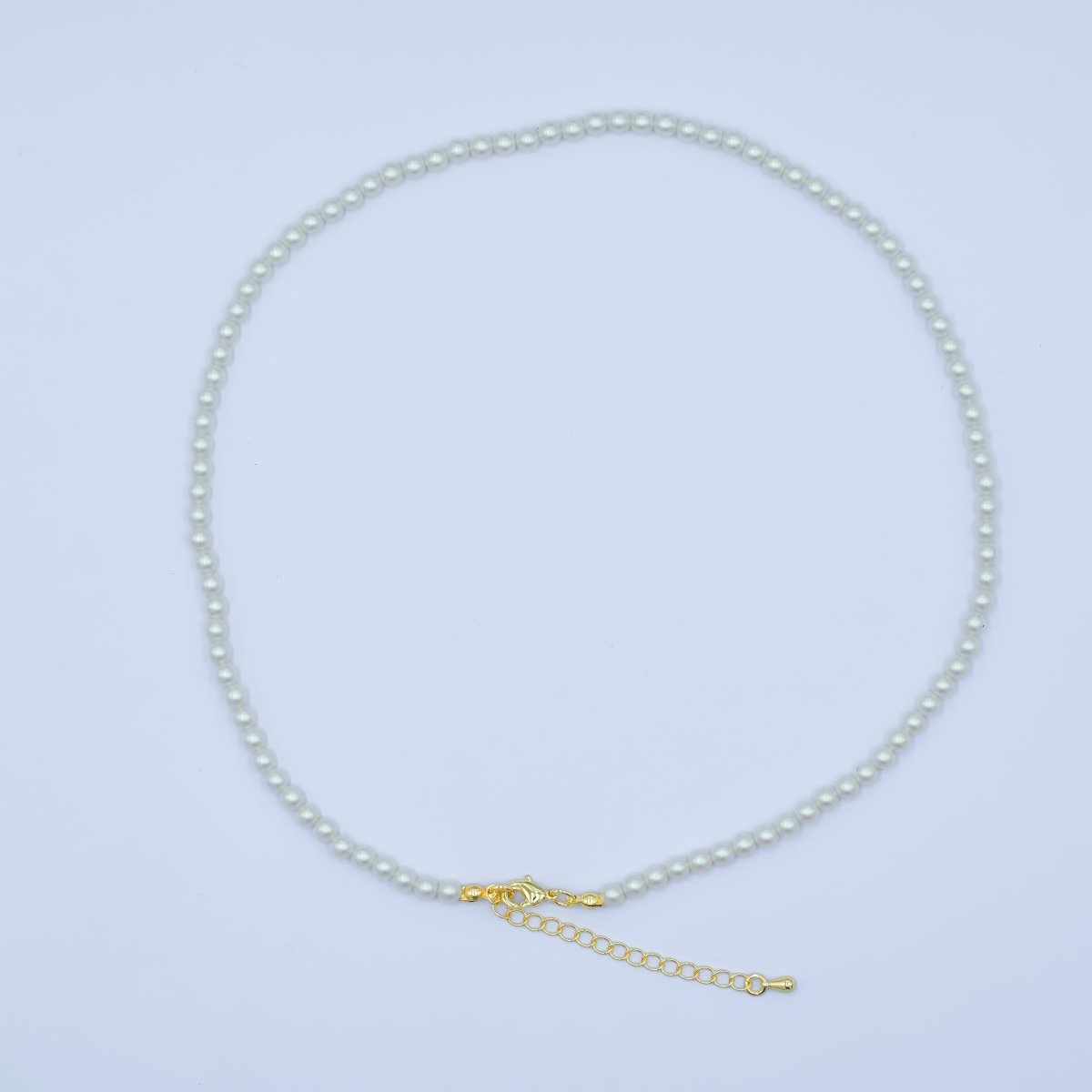 24K Gold Filled 10mm, 8mm, 6mm, 4mm, 3mm White Shell Pearl Gemstone 17 Inch Necklace | WA - 2775 ~ WA - 2779 - DLUXCA