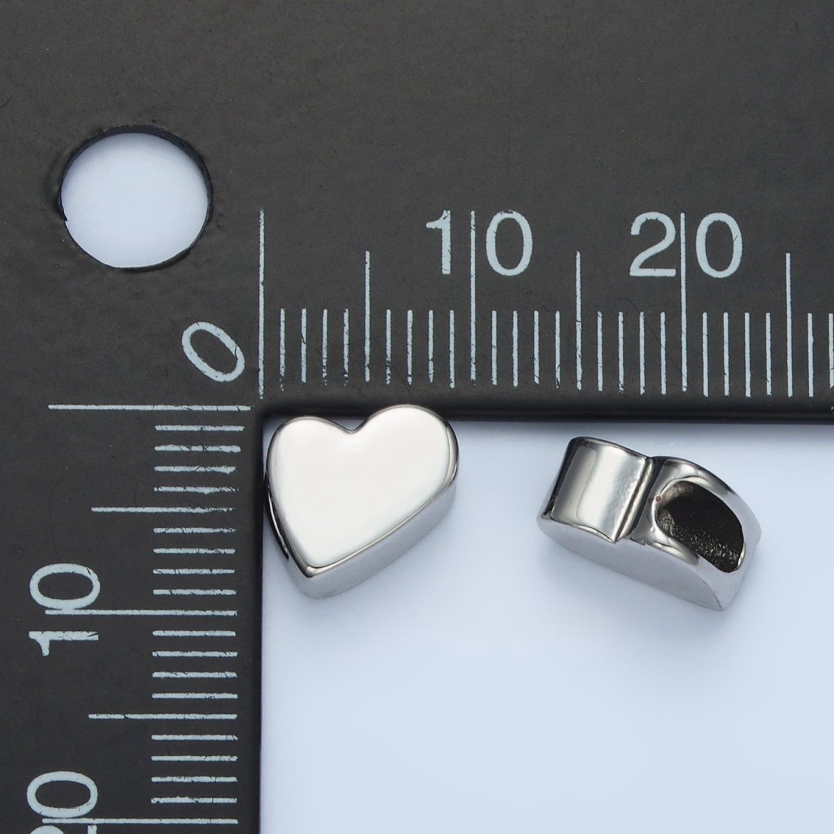 24K Gold Filled 10mm Abstract Heart Minimalist Bead in Gold & Silver | B092 - DLUXCA