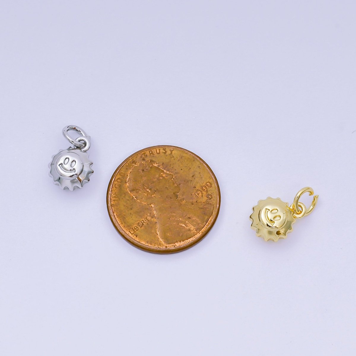 24K Gold Filled 10mm Happy Face Morning Sun Charm in Gold & Silver| AH - 666 - DLUXCA