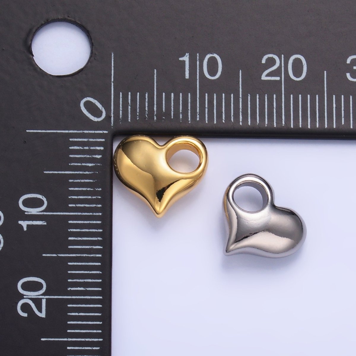 24K Gold Filled 10mm Heart 3D Multidimensional Charm in Gold & Silver | M181 - DLUXCA