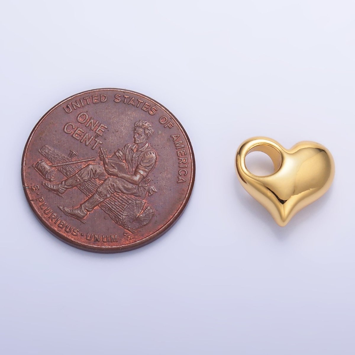 24K Gold Filled 10mm Heart 3D Multidimensional Charm in Gold & Silver | M181 - DLUXCA