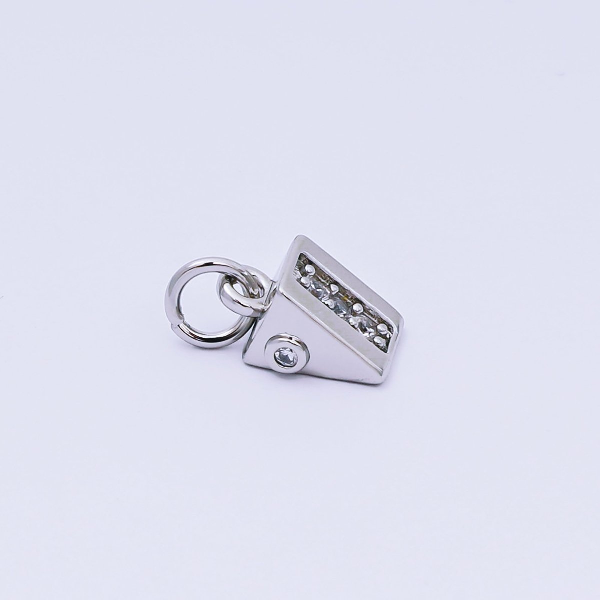 24K Gold Filled 10mm Micro Paved CZ Slice of Cheese Cake Charm in Gold & Silver | AH - 584 - DLUXCA