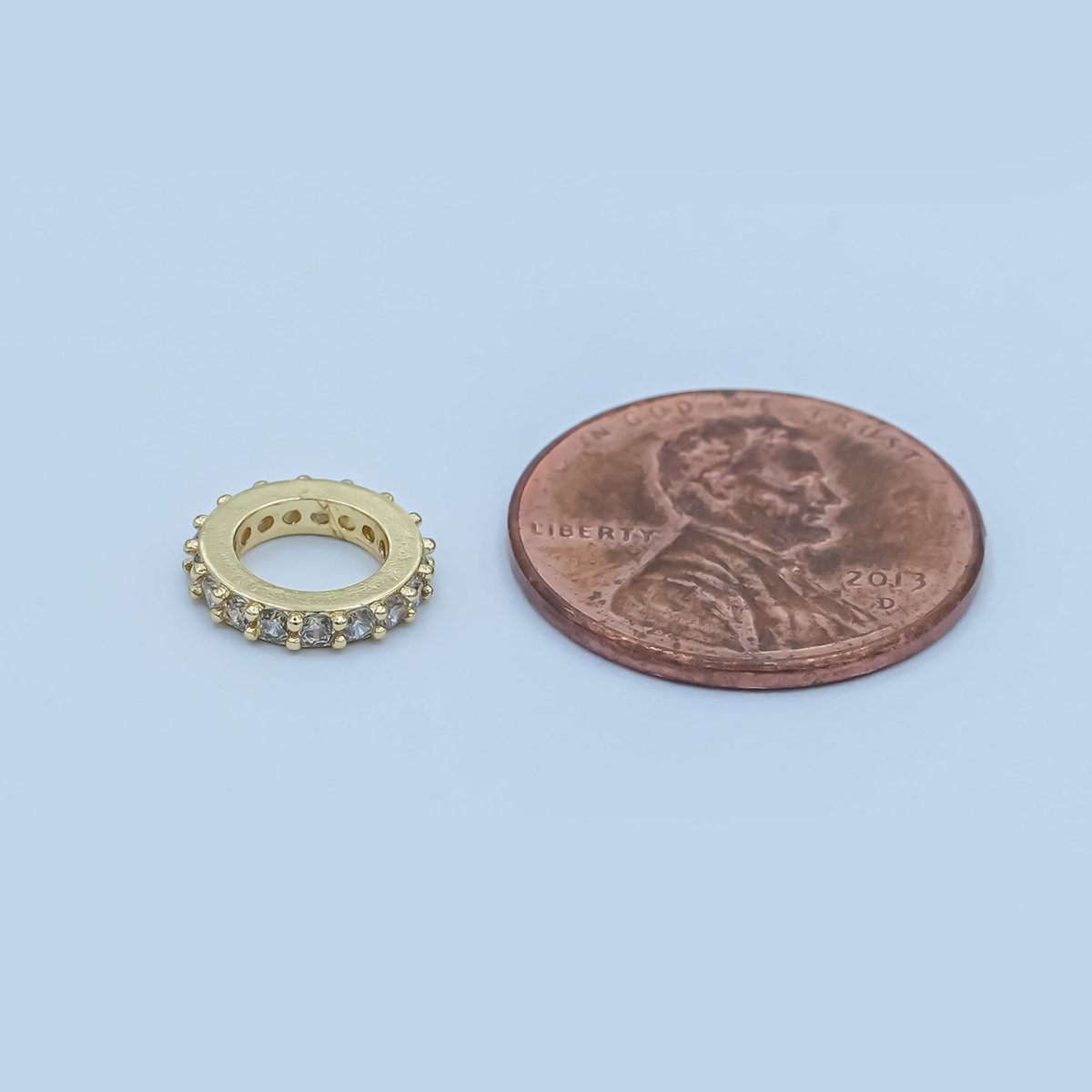 24K Gold Filled 10mm Micro Paved CZ Thin Bead Finding | Z1147 - DLUXCA