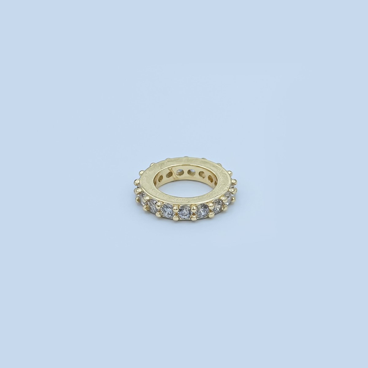 24K Gold Filled 10mm Micro Paved CZ Thin Bead Finding | Z1147 - DLUXCA