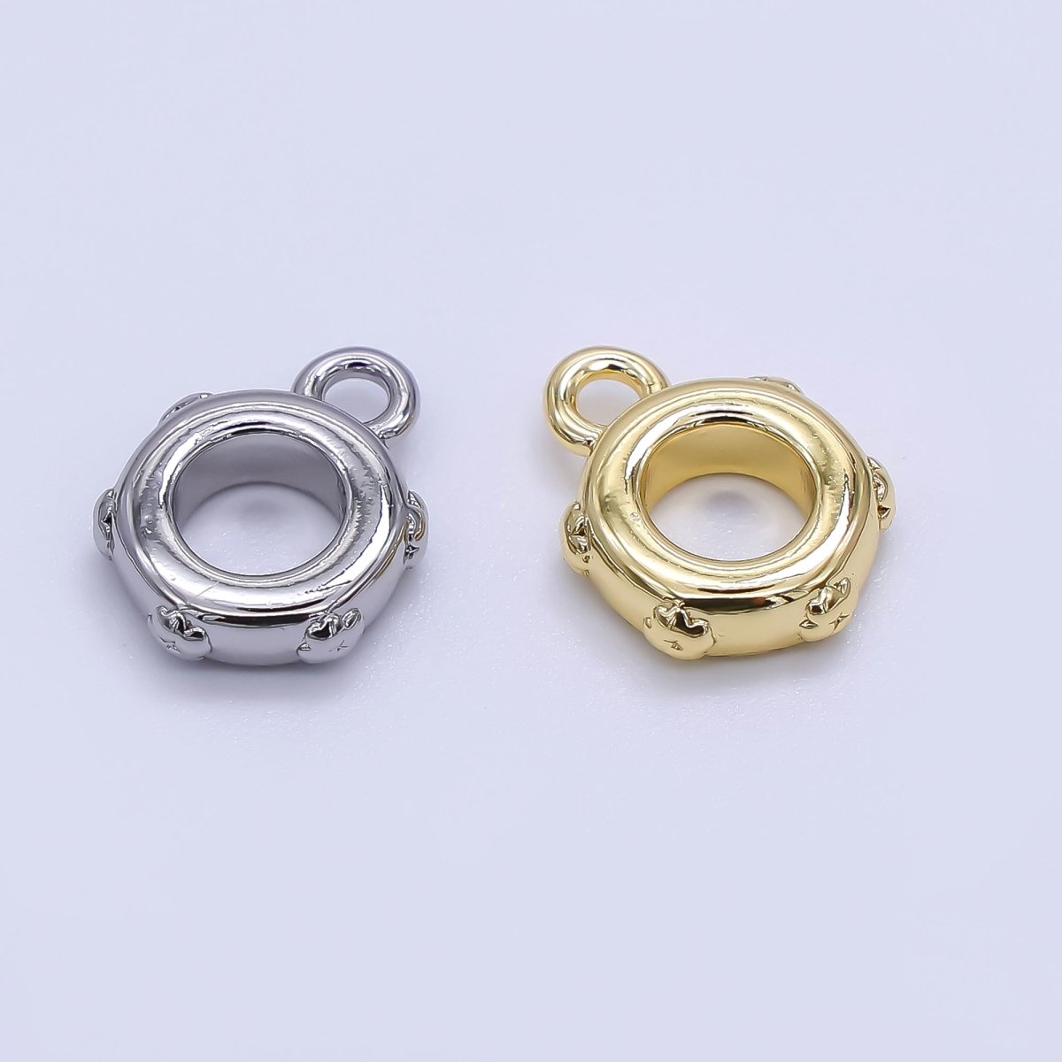 24K Gold Filled 10mm Round Flower Edges Bail Pendant Charm Holder | Z - 1300 - DLUXCA