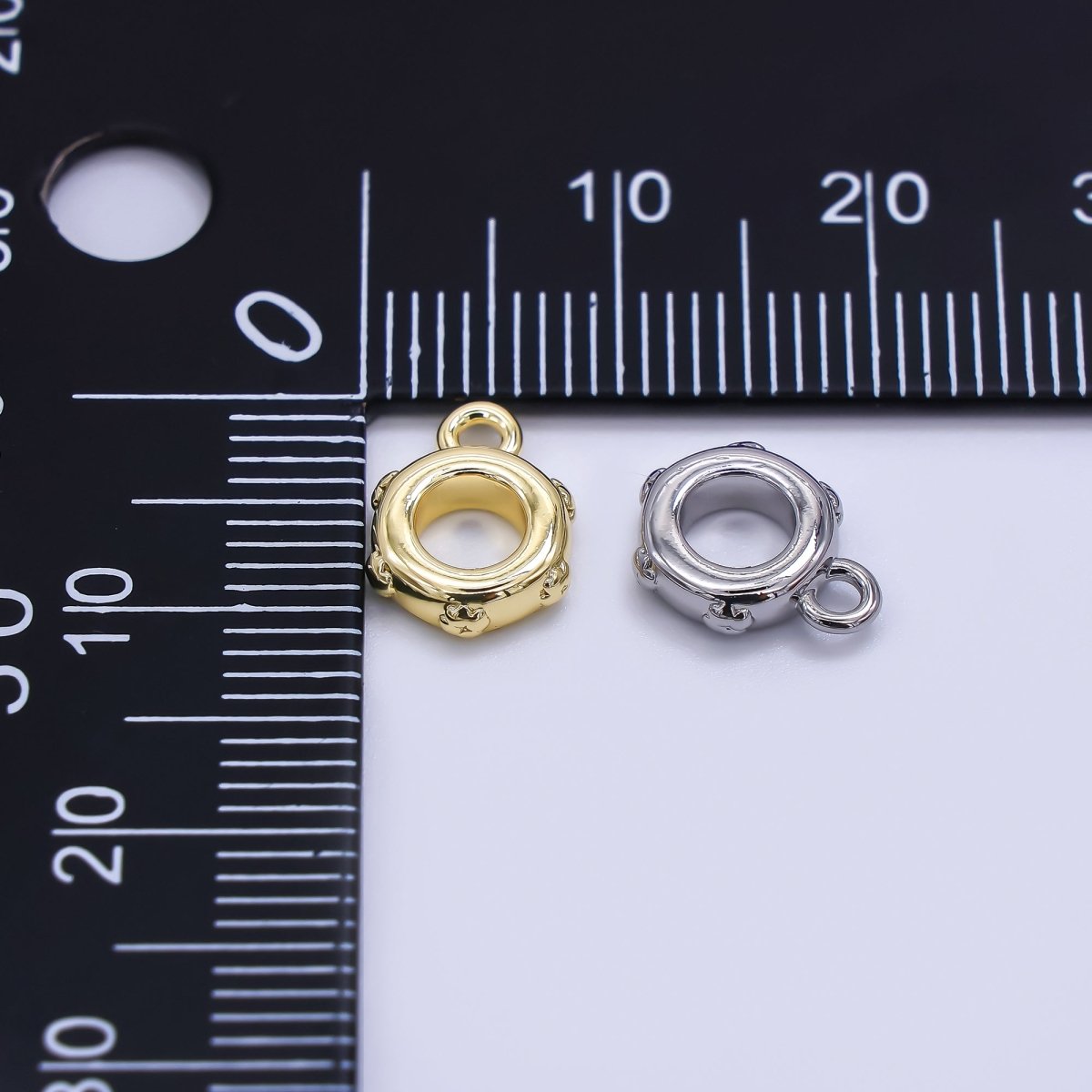 24K Gold Filled 10mm Round Flower Edges Bail Pendant Charm Holder | Z - 1300 - DLUXCA