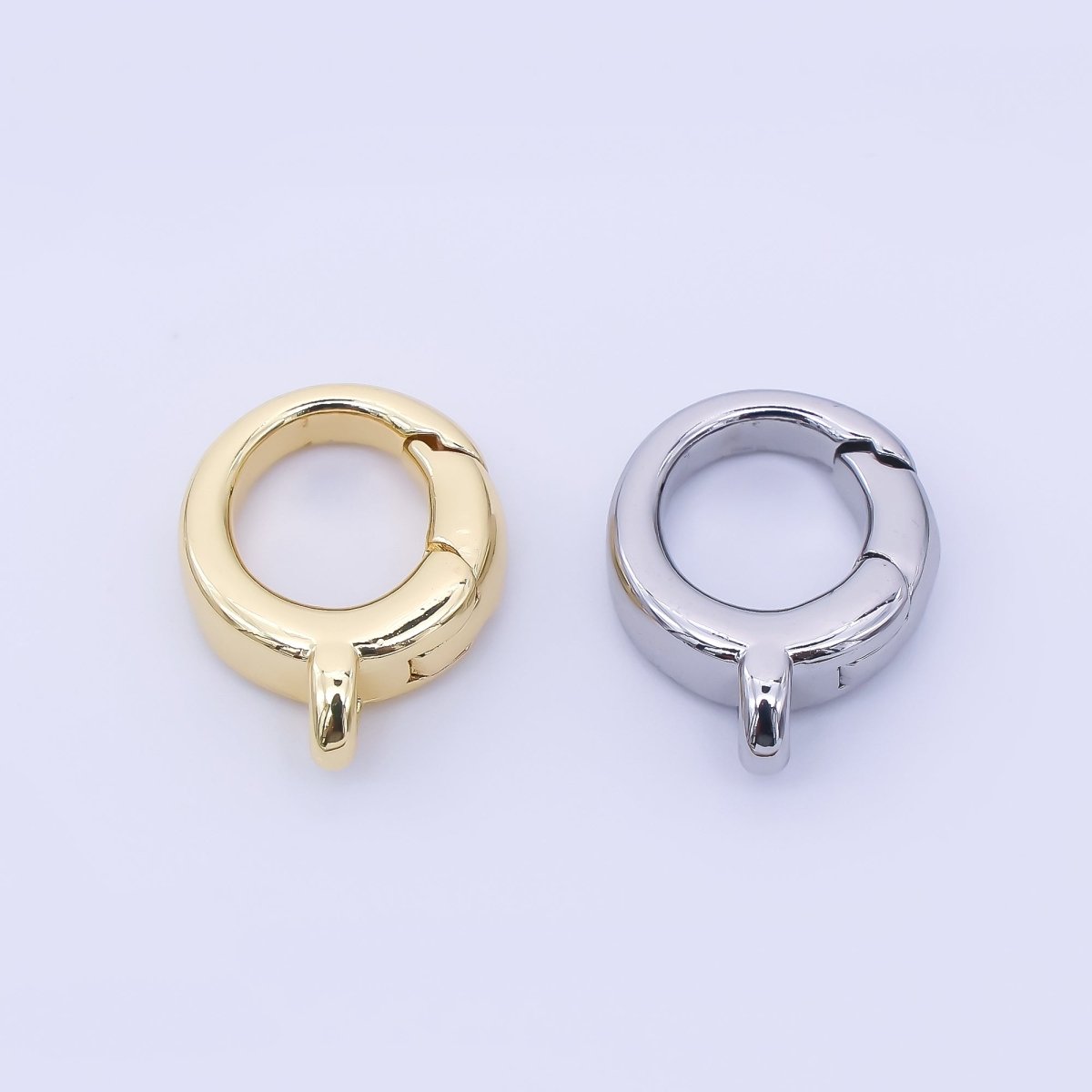 24K Gold Filled 10mm Round Push Gate Clasp Finding in Gold & Silver | Z1280 - DLUXCA