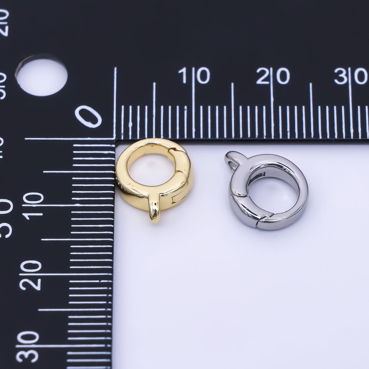 24K Gold Filled 10mm Round Push Gate Clasp Finding in Gold & Silver | Z1280 - DLUXCA