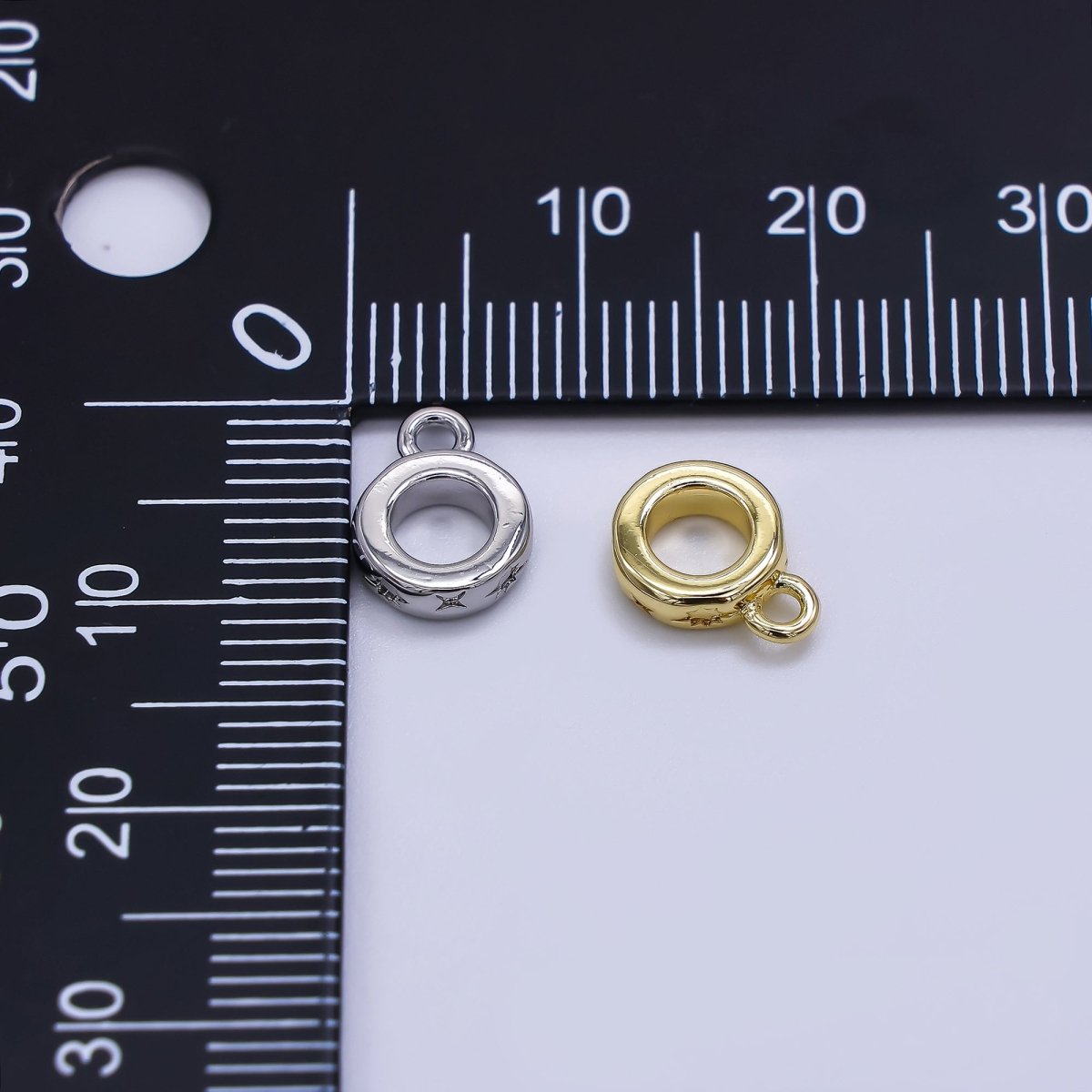 24K Gold Filled 10mm Round Sun & Stars Bail Pendant Charm Holder in Gold & Silver | Z - 1299 - DLUXCA