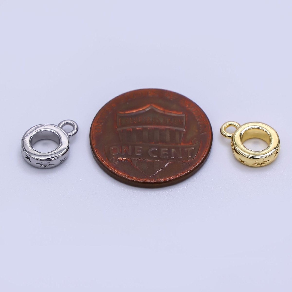 24K Gold Filled 10mm Round Sun & Stars Bail Pendant Charm Holder in Gold & Silver | Z - 1299 - DLUXCA