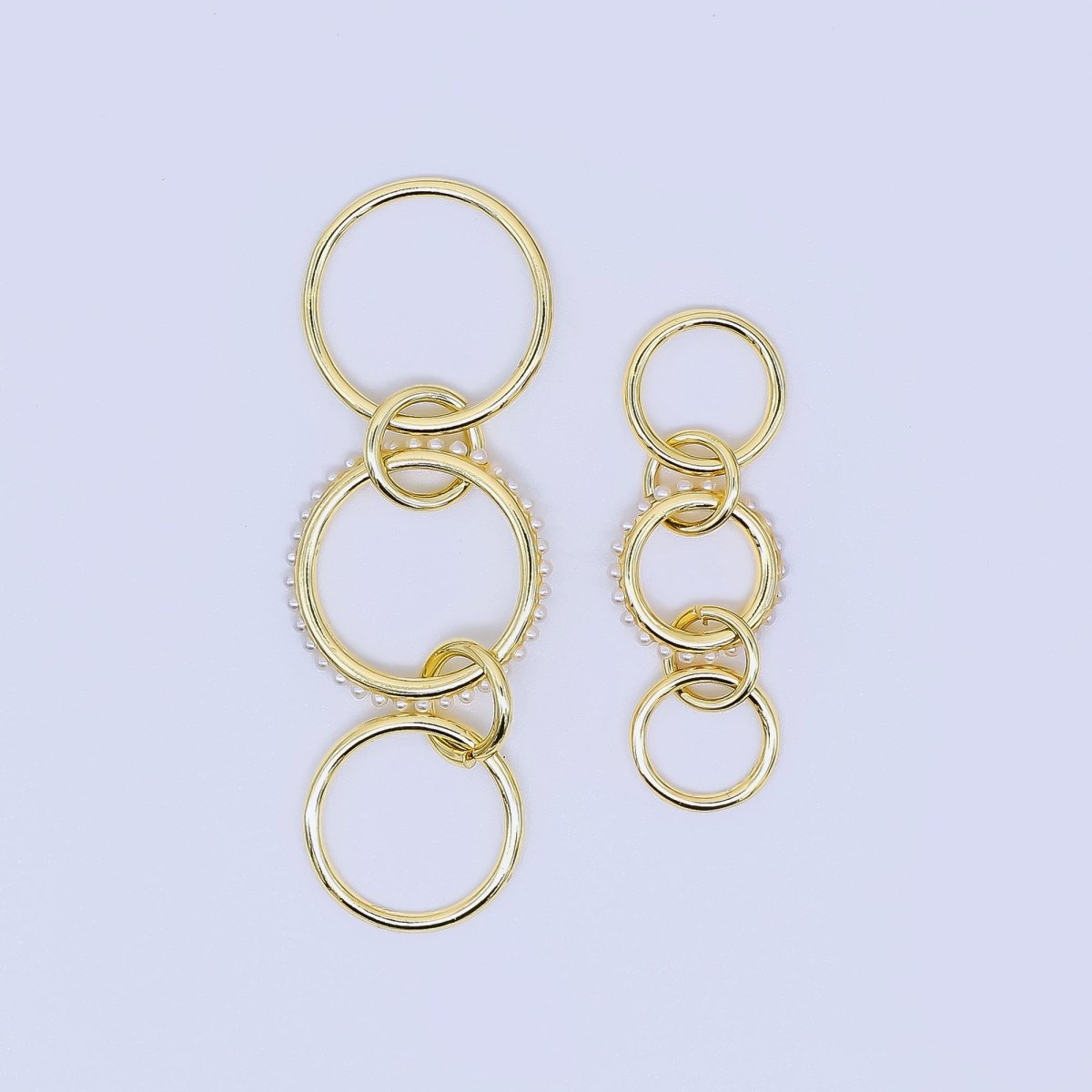 24K Gold Filled 10mm Shell Pearl Triple Interlocking Jumpring Findings | Z - 1274 Z - 1275 - DLUXCA