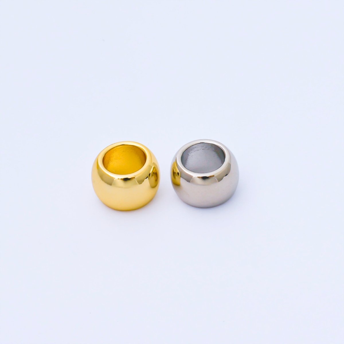 24K Gold Filled 10mm x 6.5mm Minimalist Dome Bead in Gold & Silver | B488 - DLUXCA