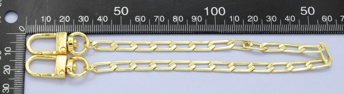 24K Gold Filled 11.5 Inch Paperclip Curb Chain Bag Purse Charm Keychain Findings | WA - 2940 - DLUXCA