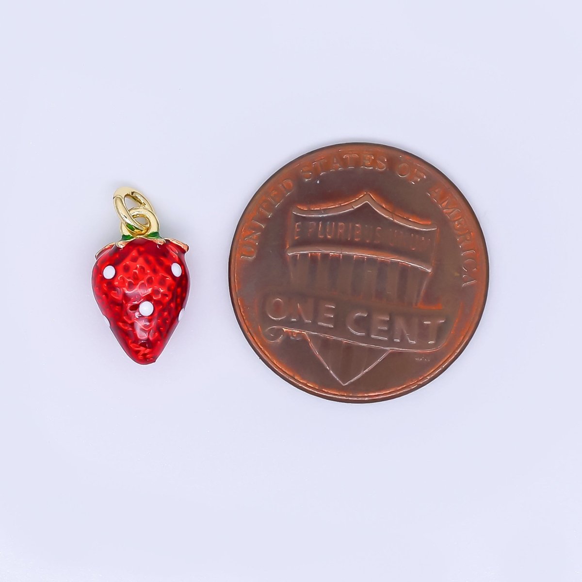 24K Gold Filled 11.5mm Glass Art Sweet Red Strawberry Fruit Charm | N - 987 - DLUXCA
