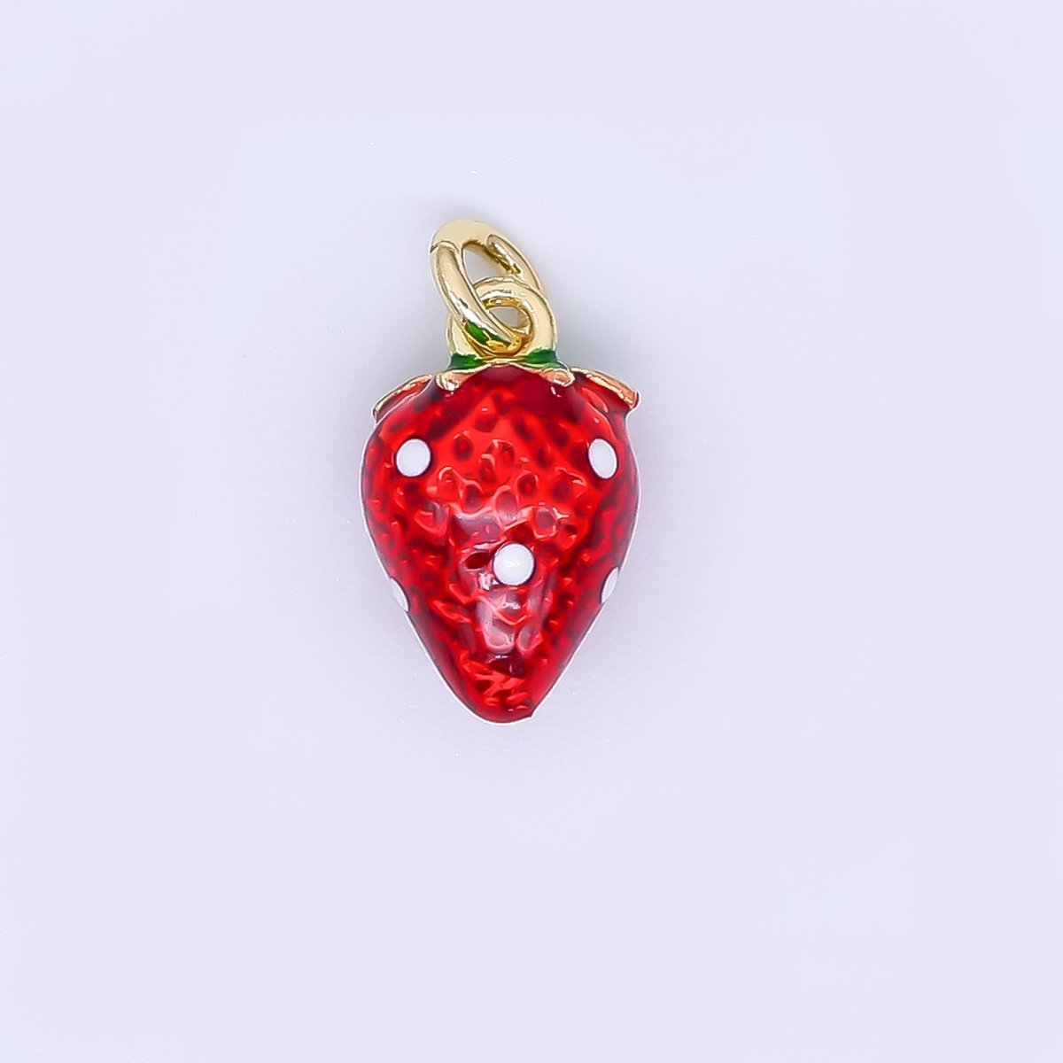 24K Gold Filled 11.5mm Glass Art Sweet Red Strawberry Fruit Charm | N - 987 - DLUXCA