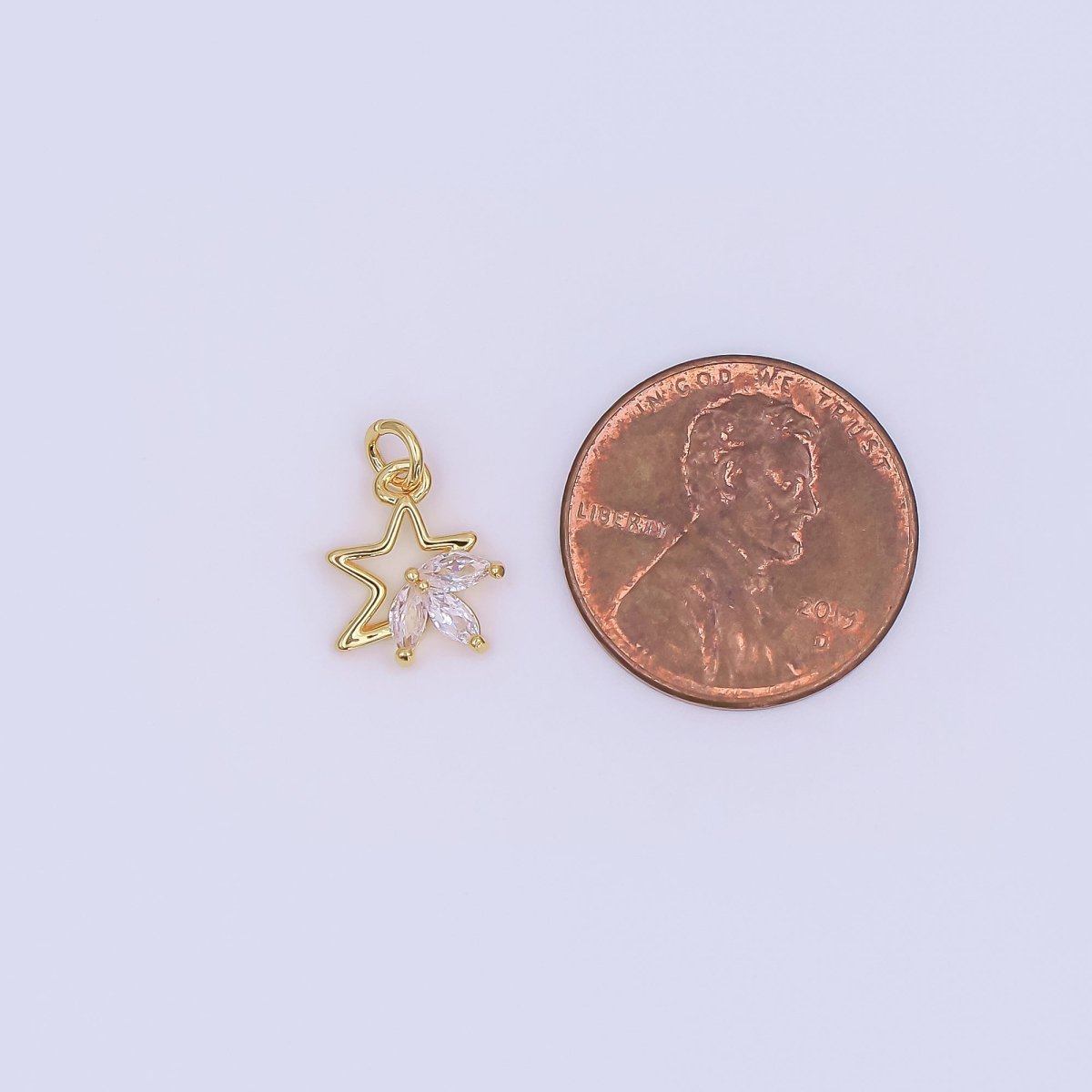 24K Gold Filled 11.5mm Marquise CZ Half - Flower Half - Star Charm | AF486 - DLUXCA