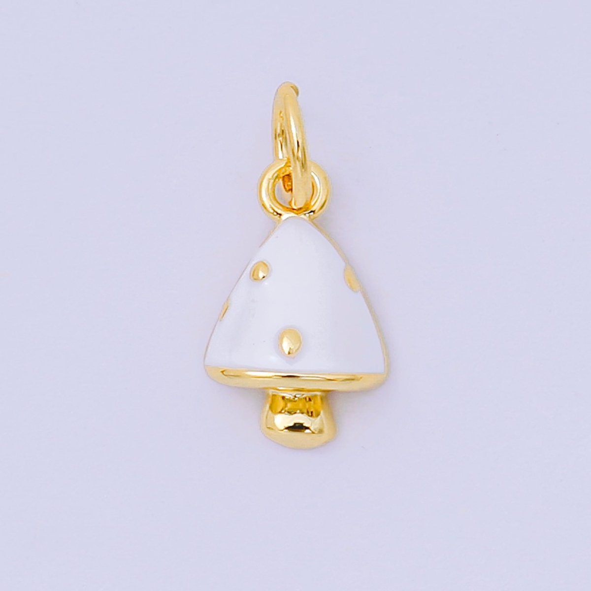 24K Gold Filled 11.5mm Red & White Enamel Art Wild Mushroom Charm | D - 536 - DLUXCA