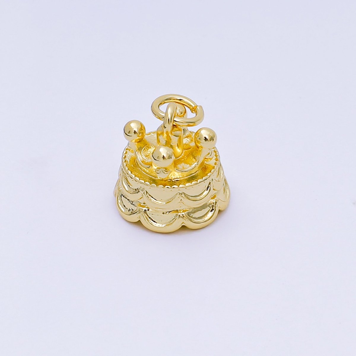 24K Gold Filled 11mm Birthday 2 - Layered Cake Charm in Gold & Silver | AH - 587 - DLUXCA