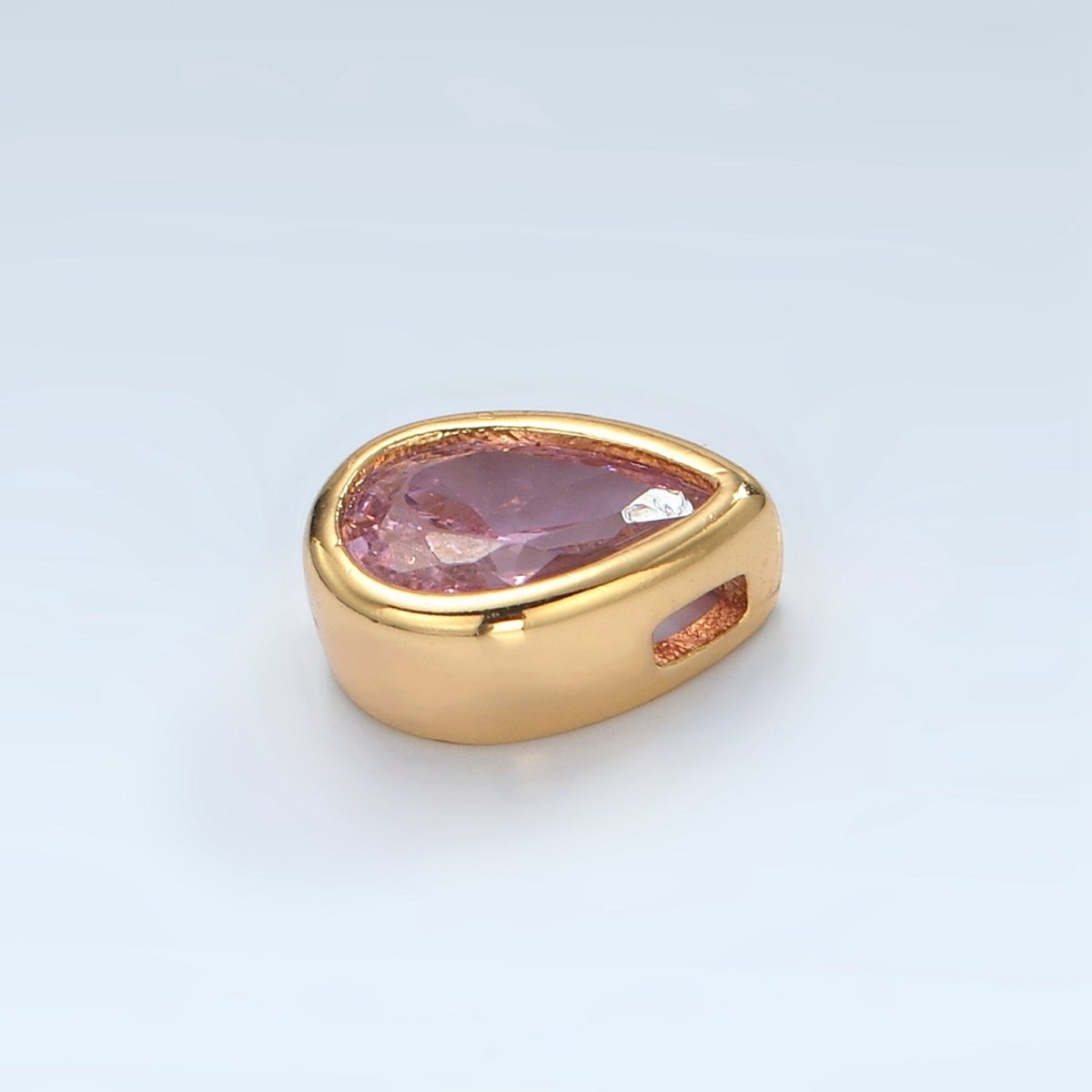 24K Gold Filled 11mm Black, Pink, Clear, Green CZ Teardrop Bead | B304 B305 - DLUXCA