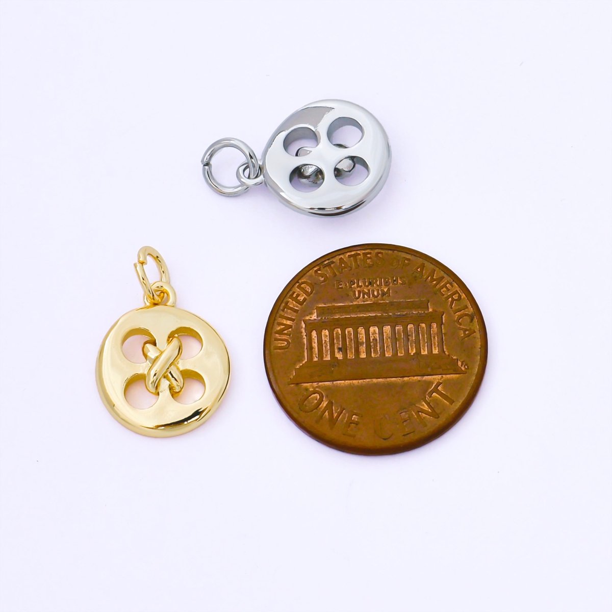 24K Gold Filled 11mm Clothes Buttons Charm in Gold & Silver | AF1549 - DLUXCA