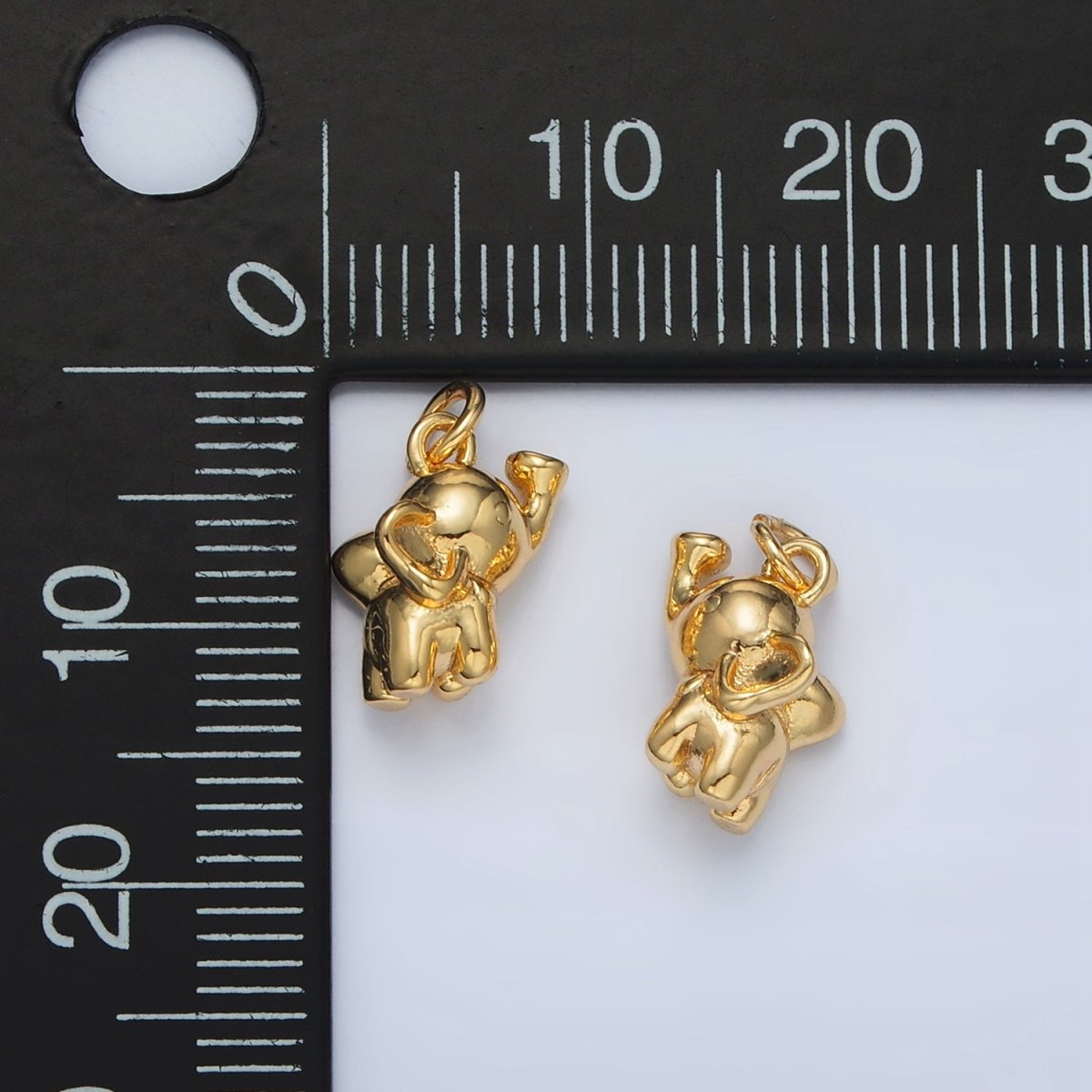24K Gold Filled 11mm Mini Elephant Puffed Charm | AC112 - DLUXCA