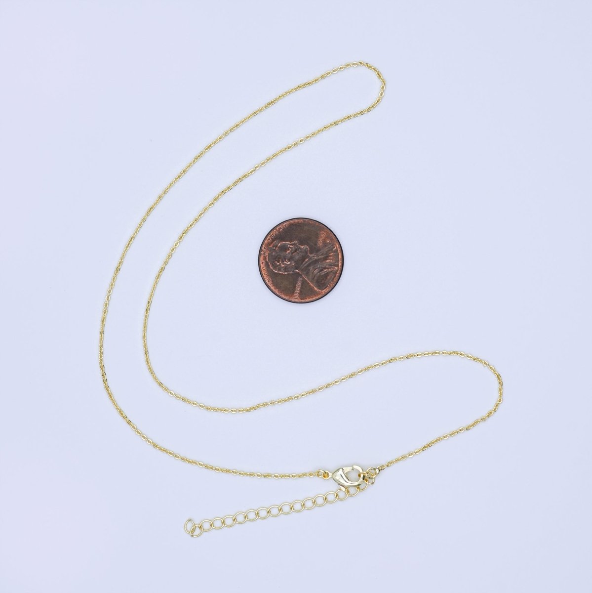 24K Gold Filled 1.1mm Minimalist Cable Chain 15.5 Inch Necklace | WA - 3240 - DLUXCA