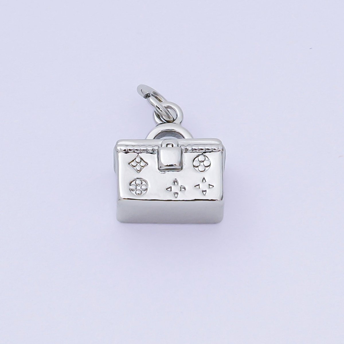 24K Gold Filled 11mm Picnic Floral Bag Charm in Gold & Silver | AH - 669 - DLUXCA